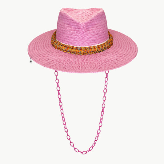 FEDORA - Cappello unisex in paglia rosa